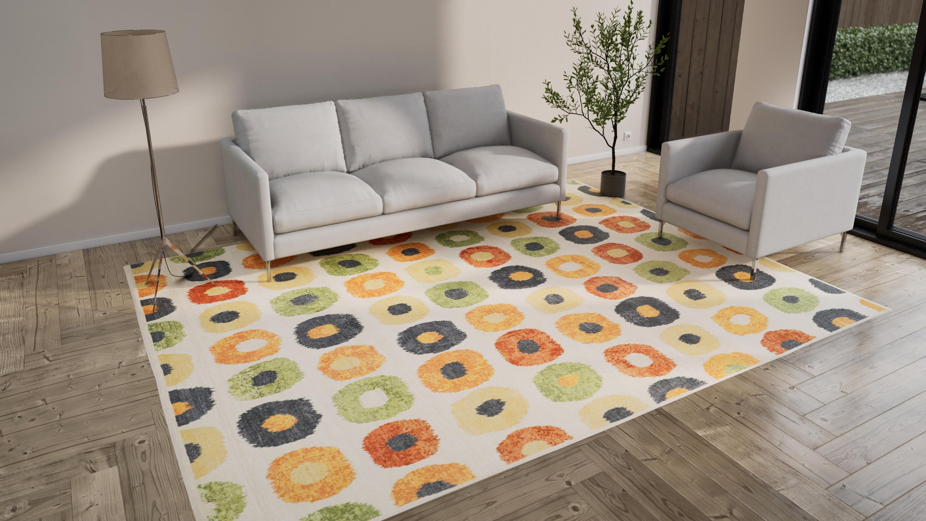 Multi Patterned Modern Wool Rug - 9' x 11'9"