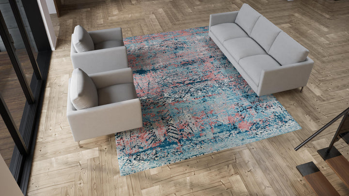 Multi Modern Wool Rug - 9'2" x 11'7"