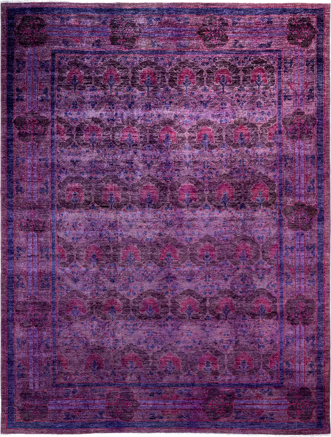 Color Reform, One-of-a-Kind Hand-Knotted Area Rug - Purple, 9' 2