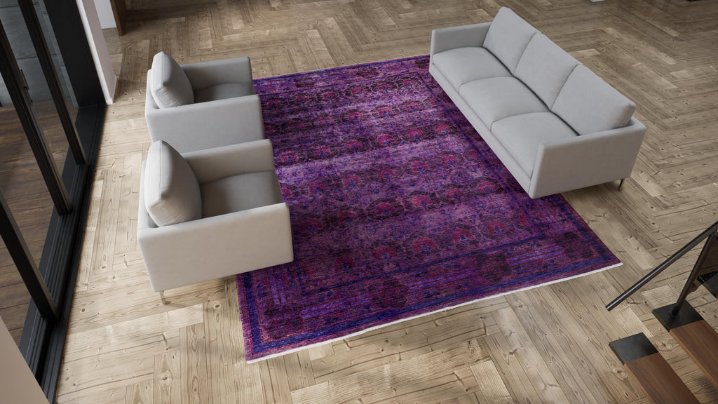 Purple Overdyed Wool Rug - 9'2" x 11'7"