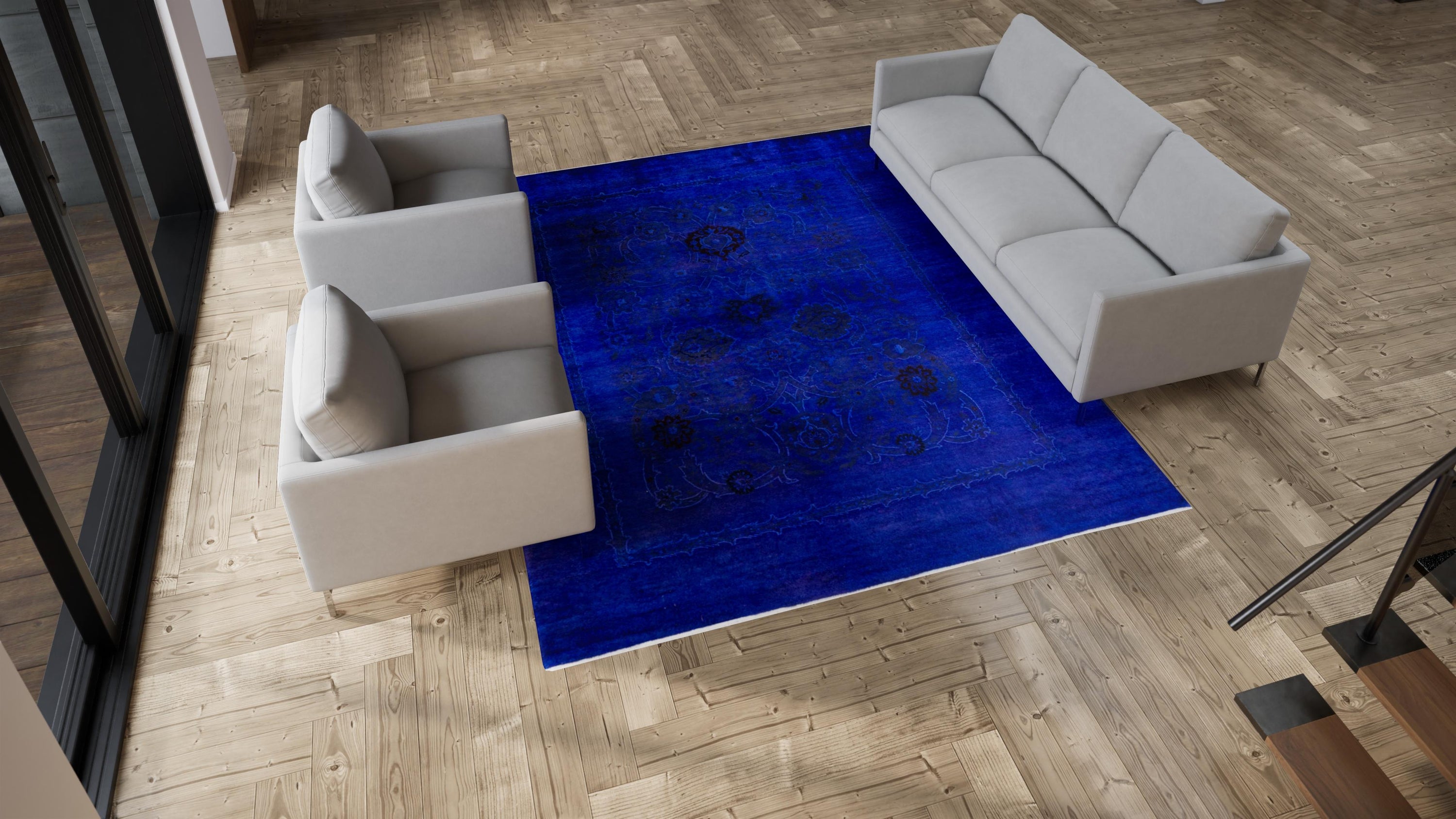 Blue Overdyed Wool Rug - 8'1" x 10'4"