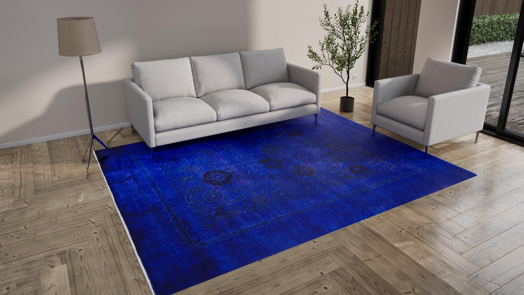 Blue Overdyed Wool Rug - 8'1" x 10'4"