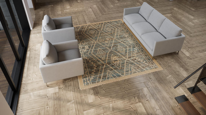 Multi Geometric Modern Wool Rug - 8'3'' x 9'9''