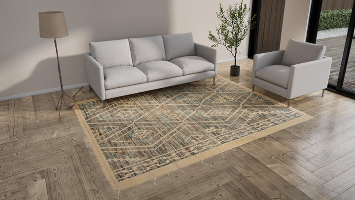 Multi Geometric Modern Wool Rug - 8'3'' x 9'9''