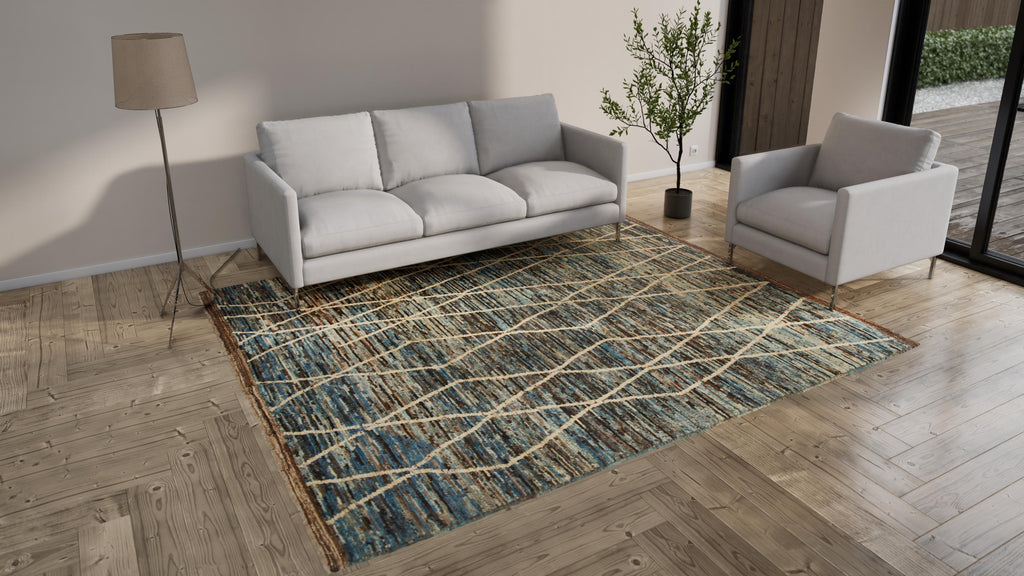 Blue Moroccan Wool Rug - 8'1" x 9'10"