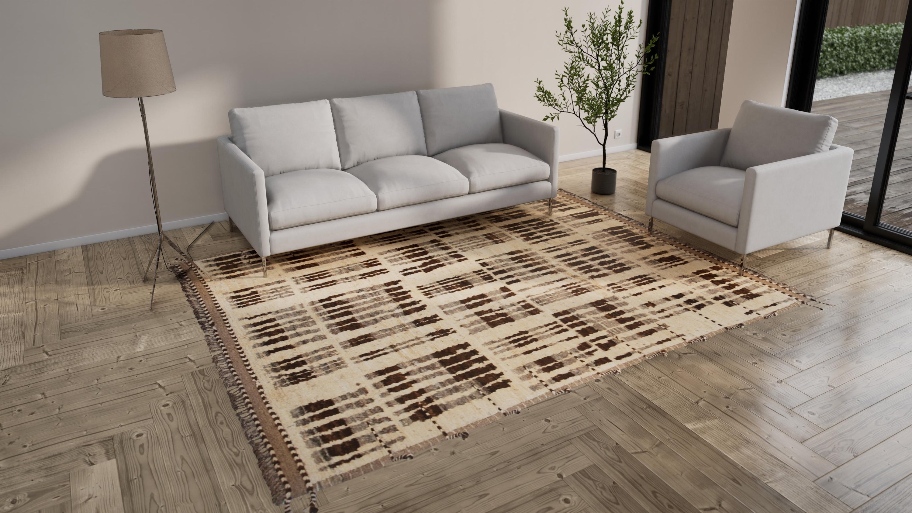 Brown Modern Wool Rug - 8'4'' x 10'4''