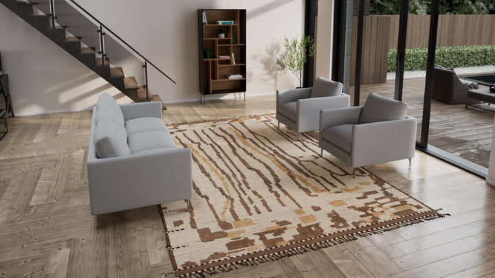 Brown Modern Wool Rug - 9'6'' x 13'7''