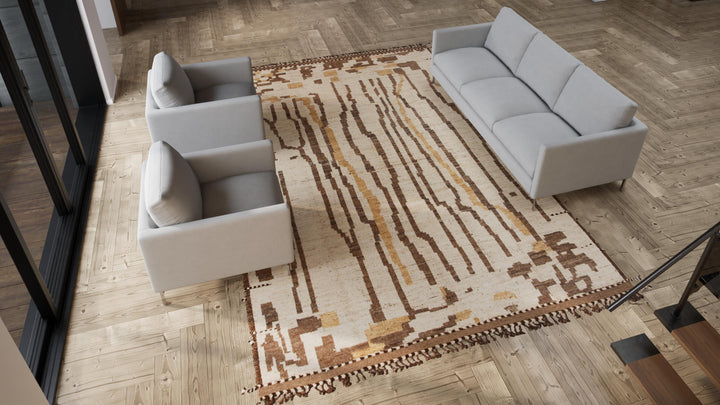 Brown Modern Wool Rug - 9'6'' x 13'7''