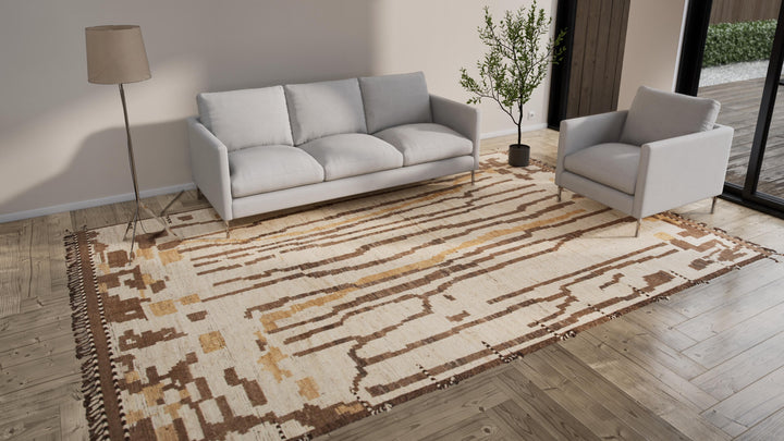 Brown Modern Wool Rug - 9'6'' x 13'7''