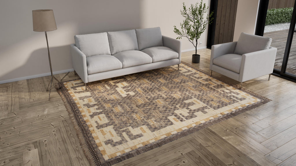 Brown Modern Wool Rug - 8'9'' x 10'2''