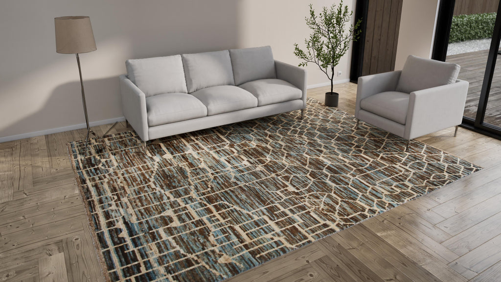 Black and Blue Modern Wool Rug - 9'3'' x 11'10''