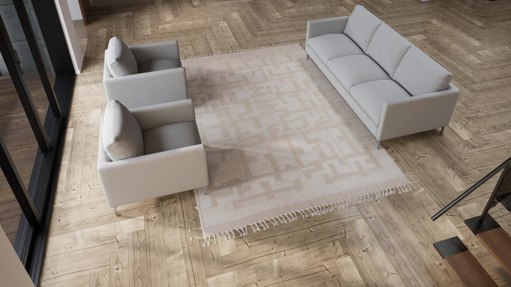 Cream Modern Wool Rug - 8'2'' x 11'3''