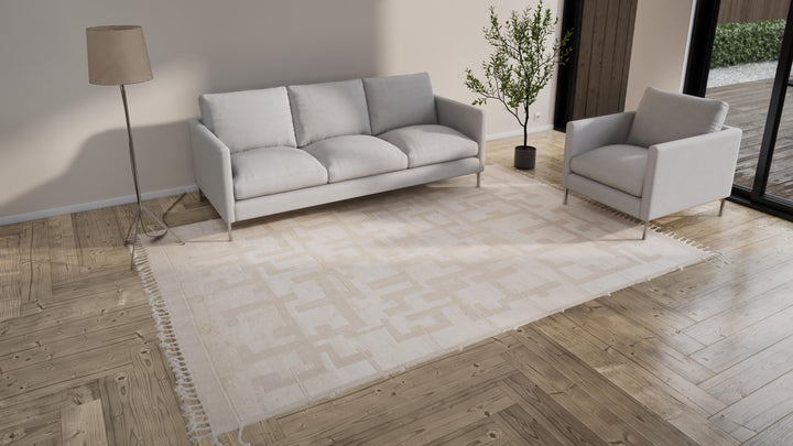 Cream Modern Wool Rug - 8'2'' x 11'3''