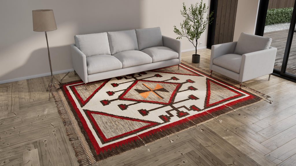 Red & Brown Modern Wool Rug - 8'10'' x 10'10''