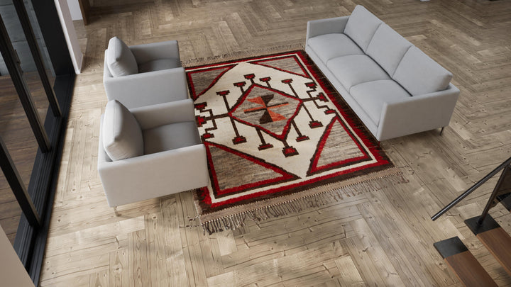 Red & Brown Modern Wool Rug - 8'4'' x 10'8''