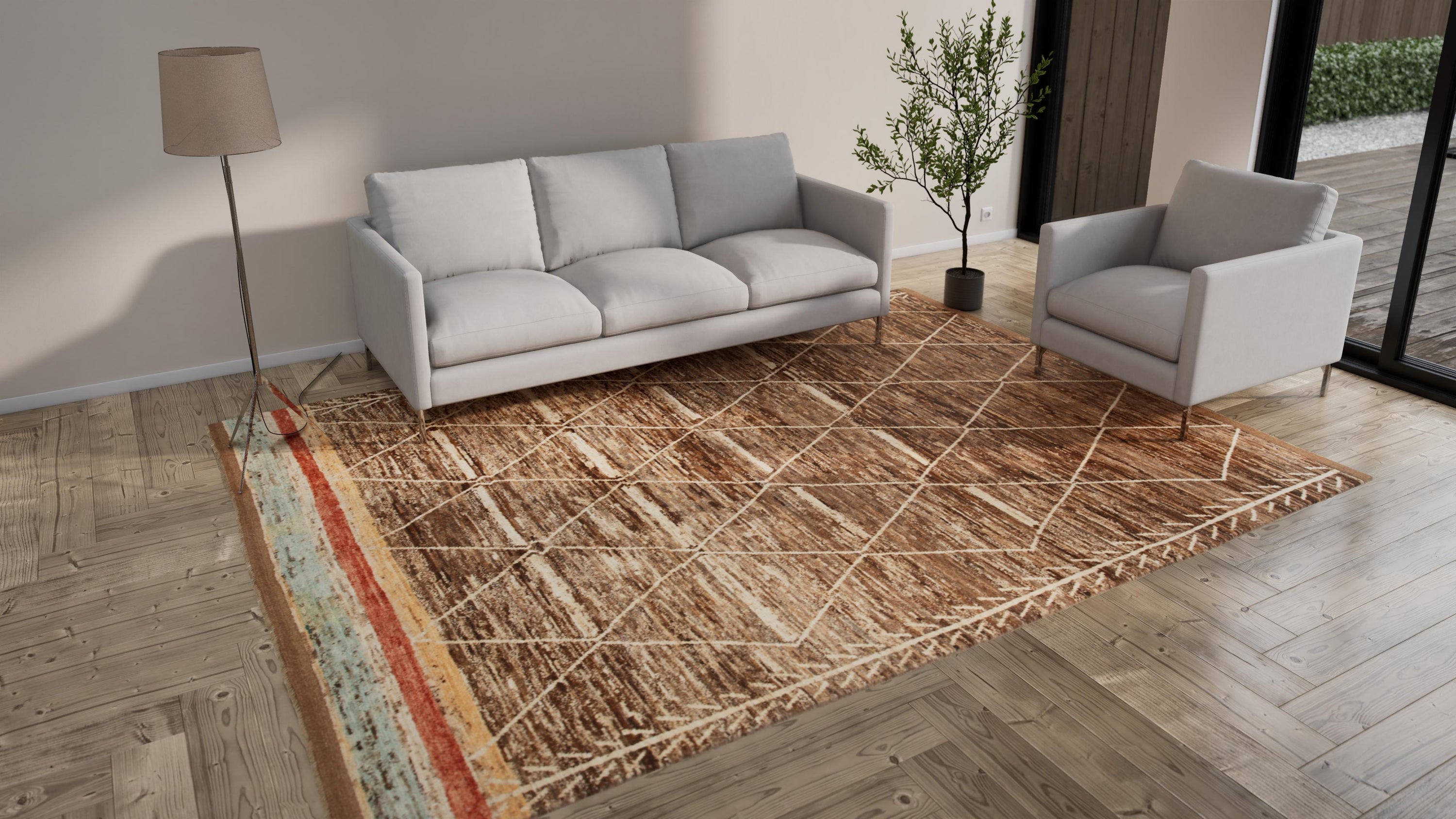 Brown Modern Wool Rug - 8'7'' x 11'7''