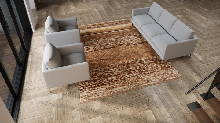 Brown Modern Wool Rug - 8'5'' x 10'9''