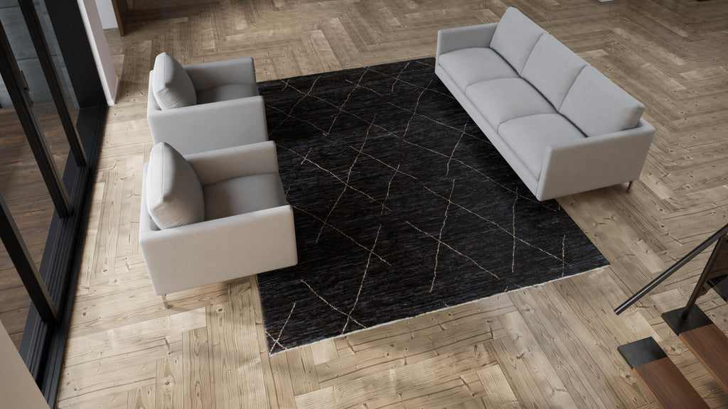 Black Modern Wool Rug - 8'4'' x 11'3''