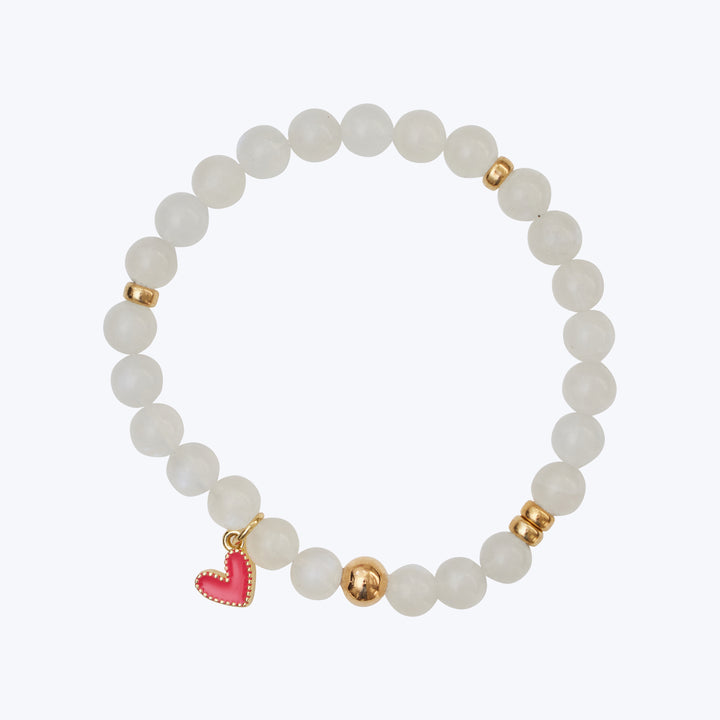 Moonstone, Pink Heart Bracelet