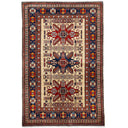 Tribal, One-of-a-Kind Hand-Knotted Area Rug - Ivory, 4' 0" x 6' 0" Default Title
