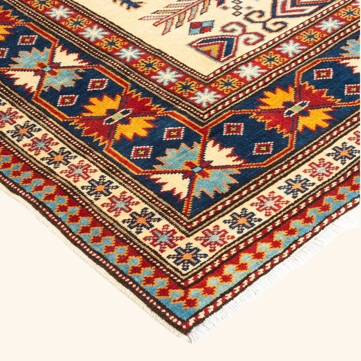 Tribal, One-of-a-Kind Hand-Knotted Area Rug - Ivory, 4' 0" x 6' 0" Default Title