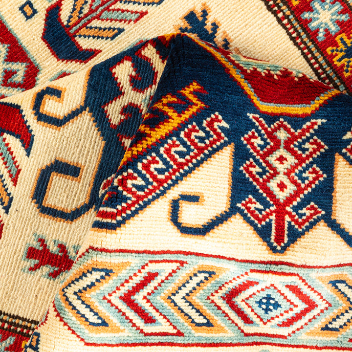 Tribal, One-of-a-Kind Hand-Knotted Area Rug - Ivory, 4' 0" x 6' 0" Default Title