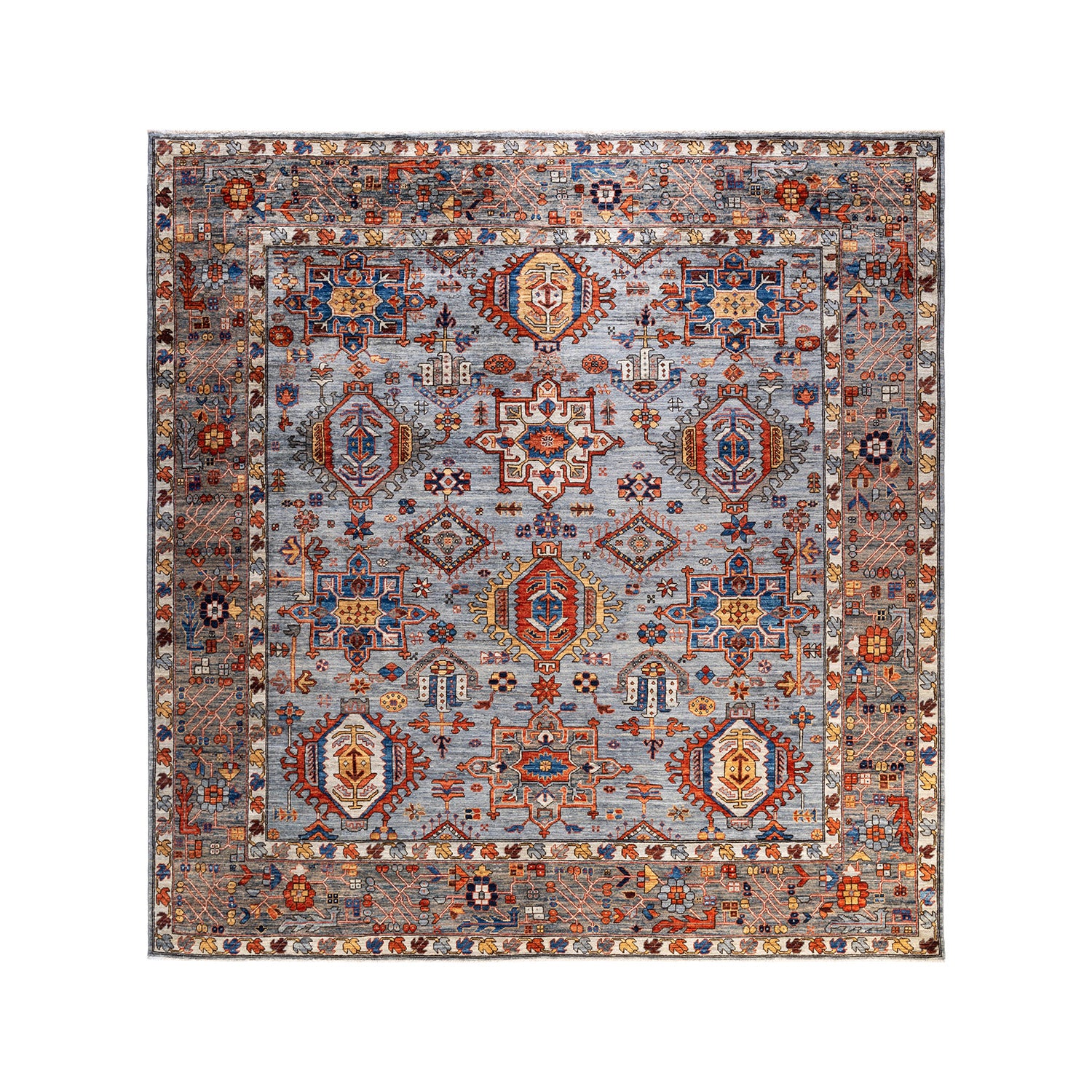 Serapi, One-of-a-Kind Hand-Knotted Area Rug - Gray, 9' 0" x 9' 4" Default Title