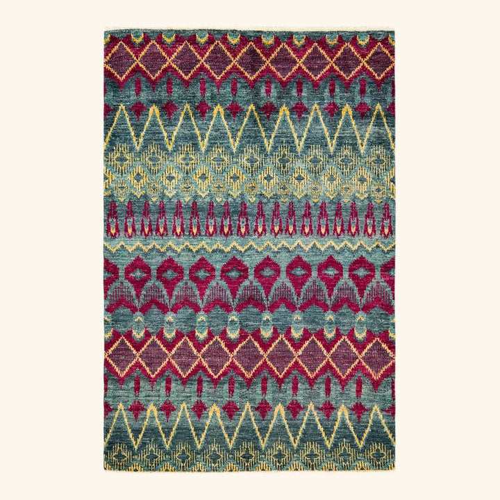 Modern, One-of-a-Kind Hand-Knotted Area Rug - Gray, 5' 0" x 8' 1" Default Title