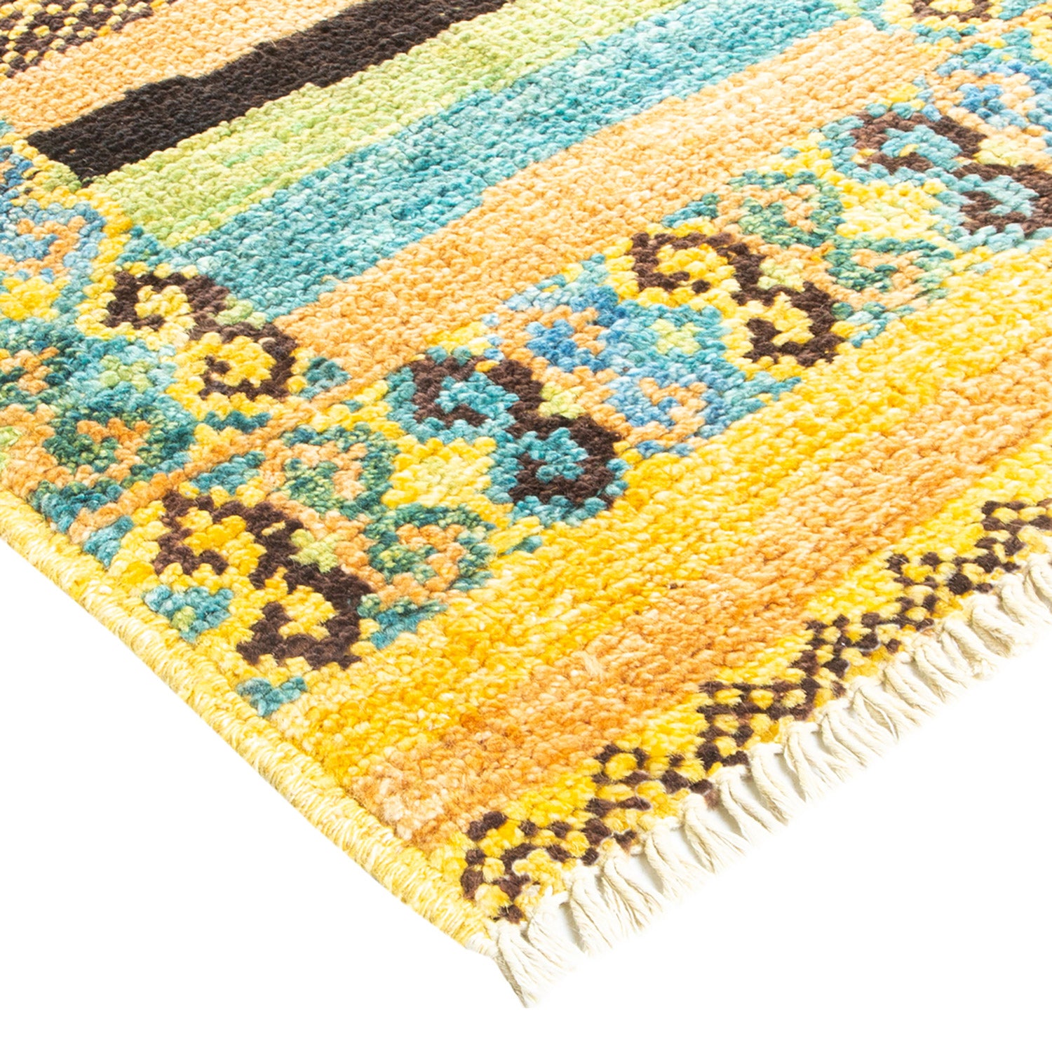 Modern, One-of-a-Kind Hand-Knotted Area Rug - Yellow, 4' 2" x 5' 10" Default Title