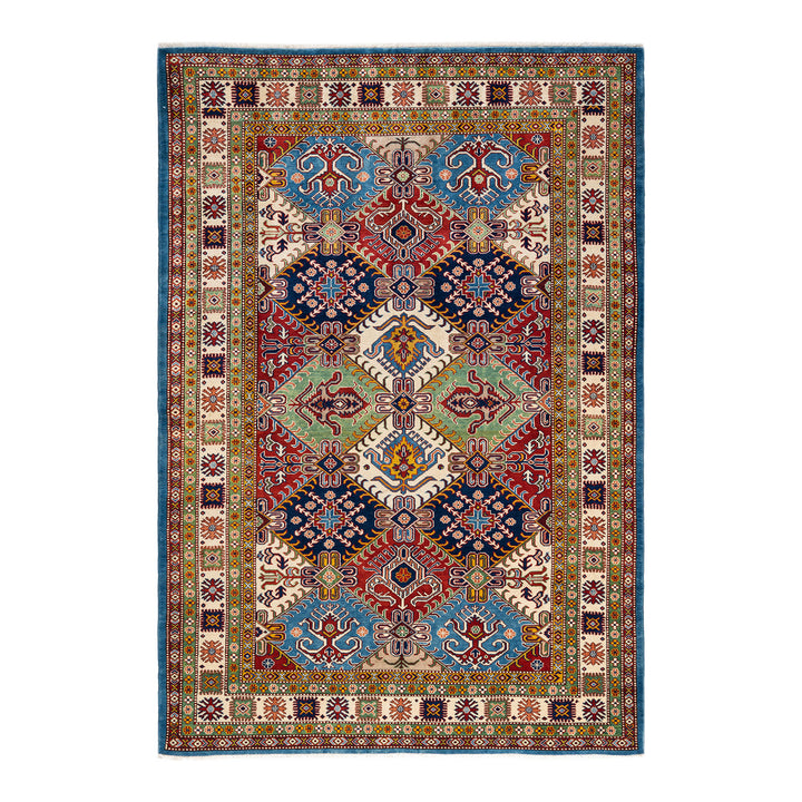 Tribal, One-of-a-Kind Hand-Knotted Area Rug - Blue, 5' 10" x 8' 6" Default Title