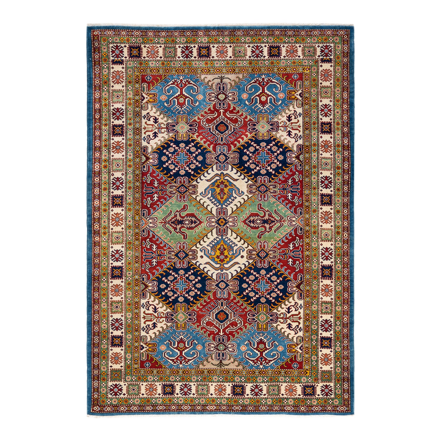 Tribal, One-of-a-Kind Hand-Knotted Area Rug - Blue, 5' 10" x 8' 6" Default Title