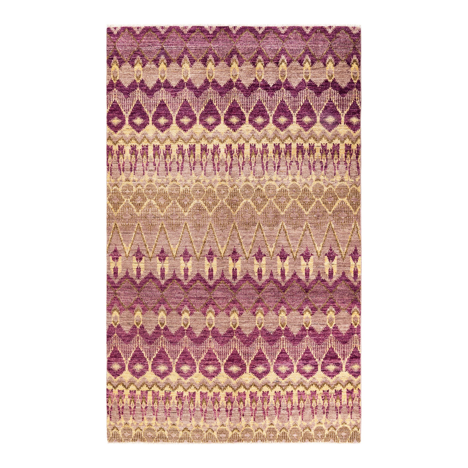 Modern, One-of-a-Kind Hand-Knotted Area Rug - Purple, 6' 2" x 9' 10" Default Title