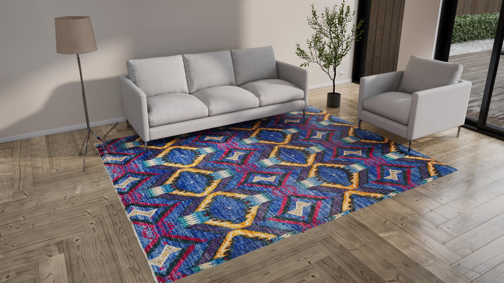 Blue Modern Wool Rug - 8'3" x 10'