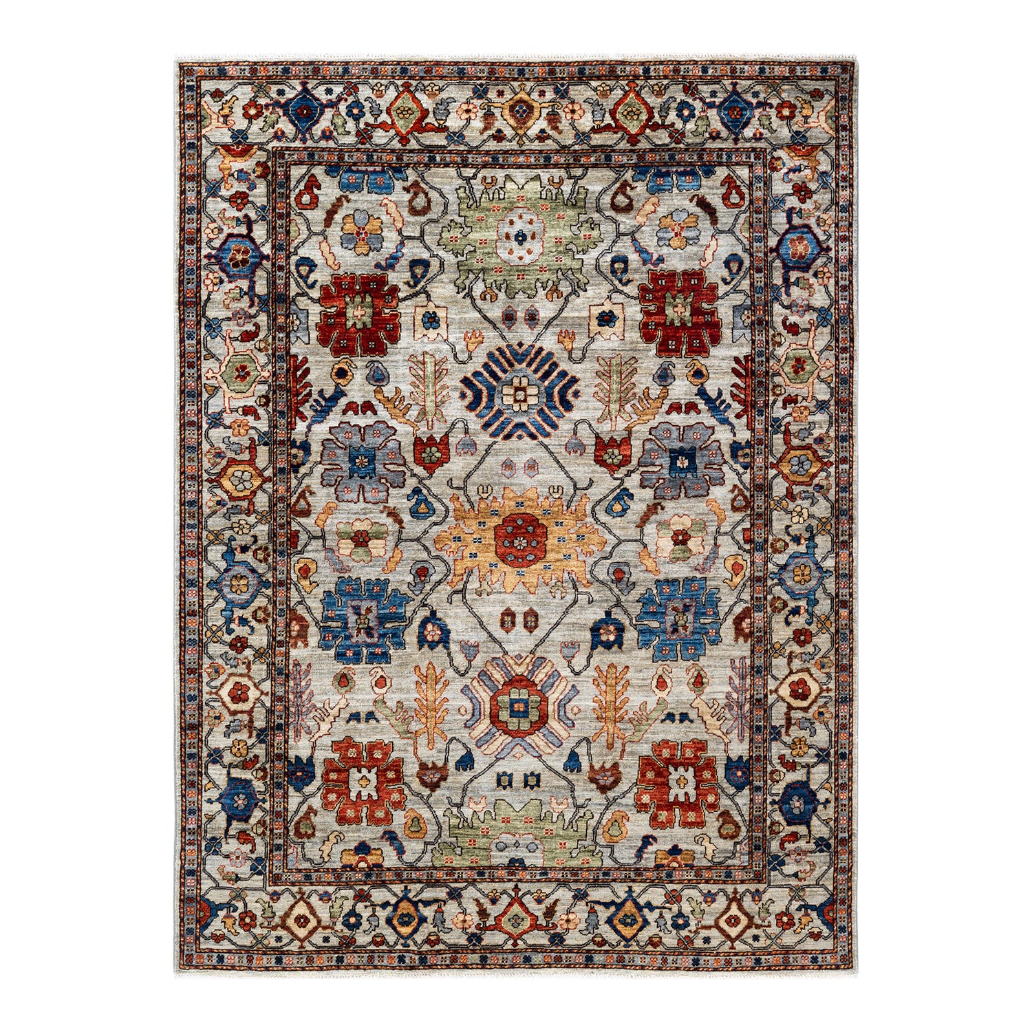 Serapi, One-of-a-Kind Hand-Knotted Area Rug - Light Gray, 5' 3" x 7' 0" Default Title