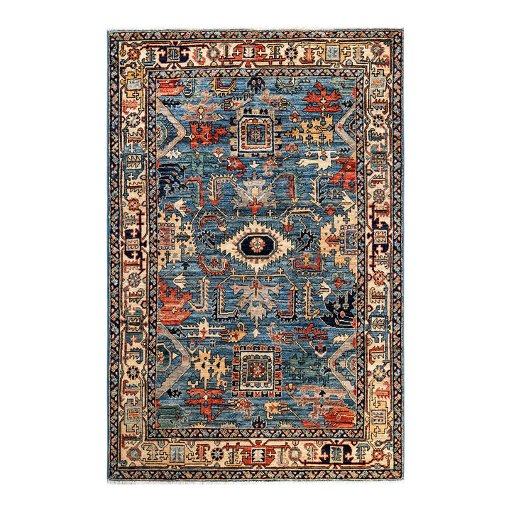 Serapi, One-of-a-Kind Hand-Knotted Area Rug - Light Blue, 4' 1" x 6' 2" Default Title