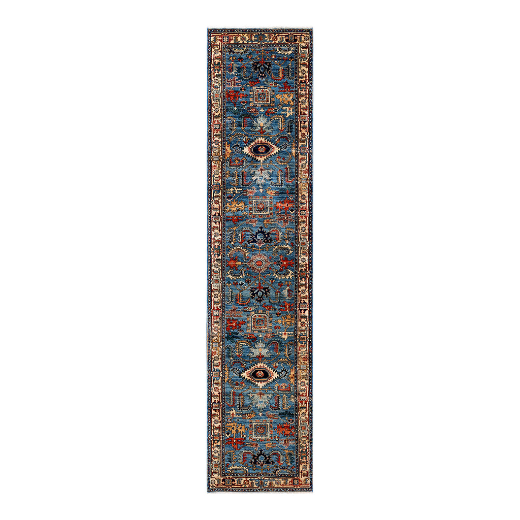 Serapi, One-of-a-Kind Hand-Knotted Runner Rug - Light Blue, 2' 11" x 13' 9" Default Title