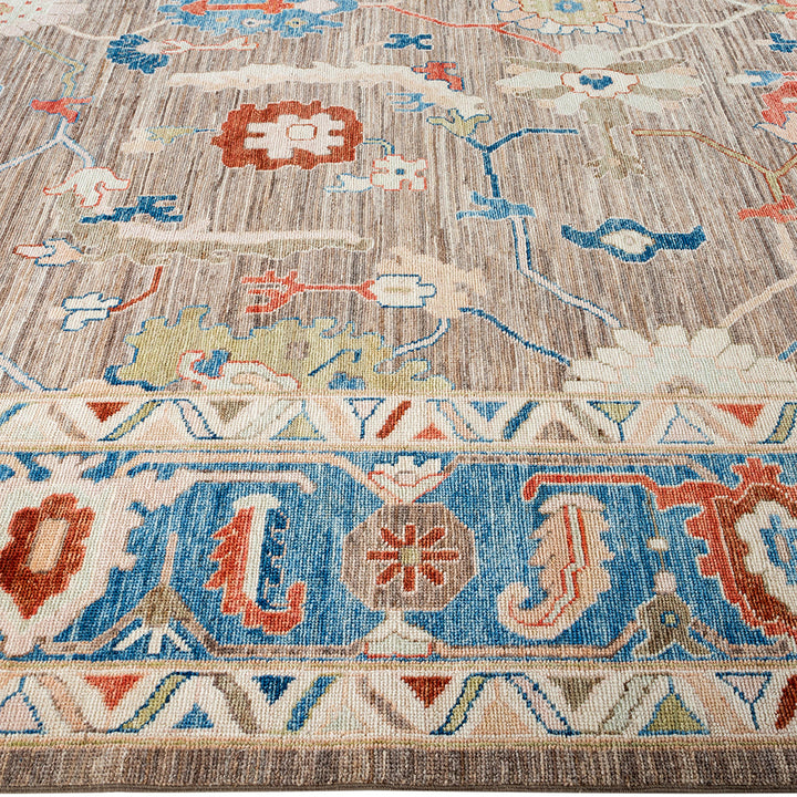 Oushak, One-of-a-Kind Hand-Knotted Runner Rug - Beige, 9' 11" x 13' 7" Default Title