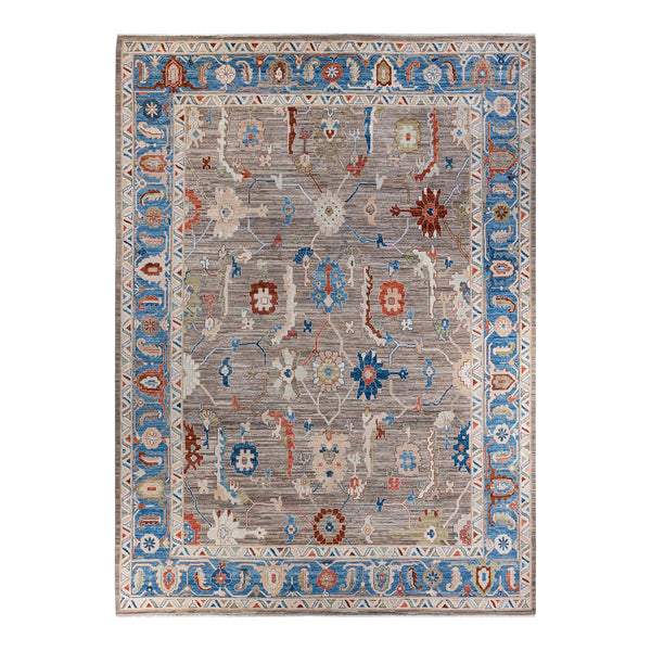 Oushak, One-of-a-Kind Hand-Knotted Runner Rug - Beige, 9' 11" x 13' 7" Default Title