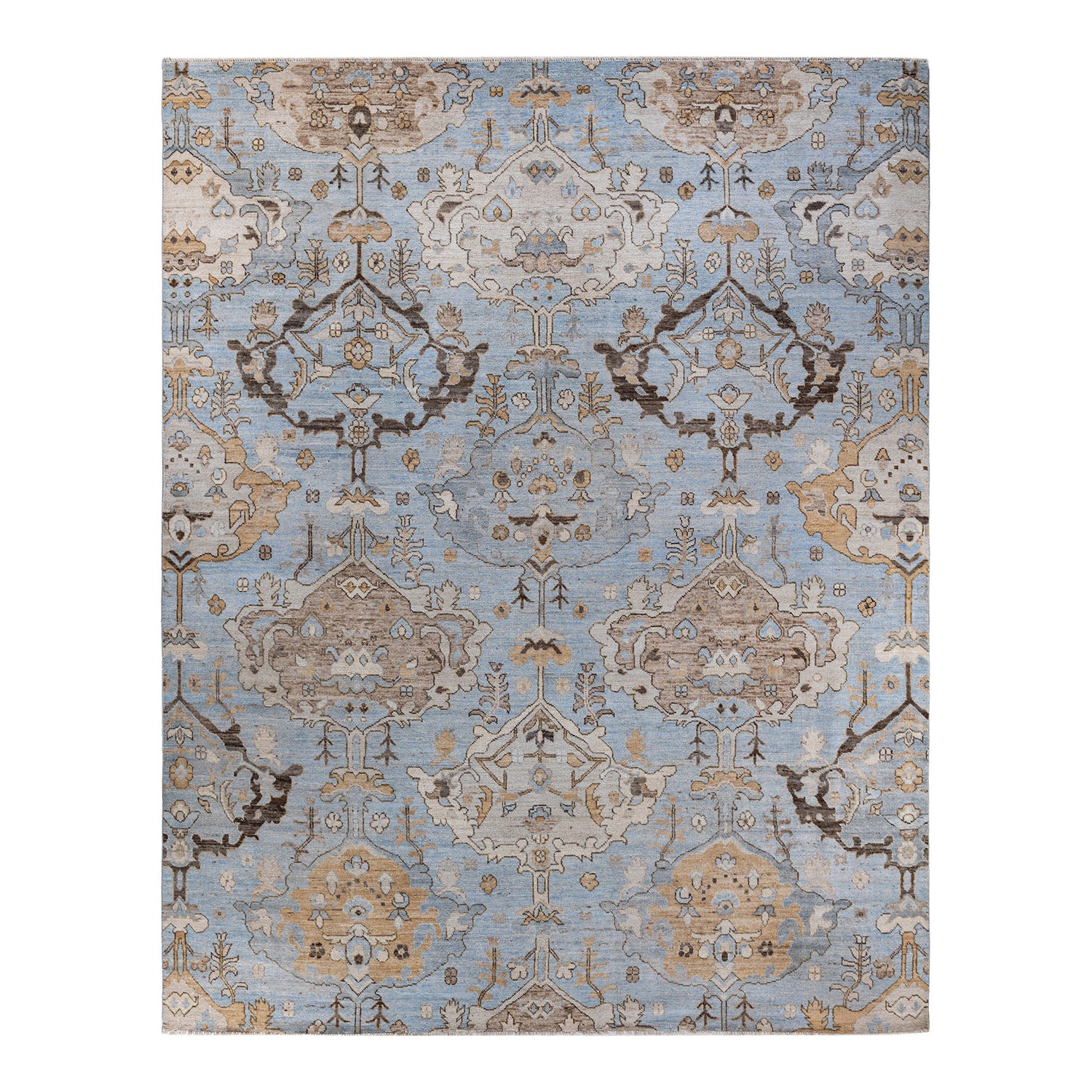 Oushak, One-of-a-Kind Hand-Knotted Runner Rug - Light Blue, 9' 2" x 11' 8" Default Title