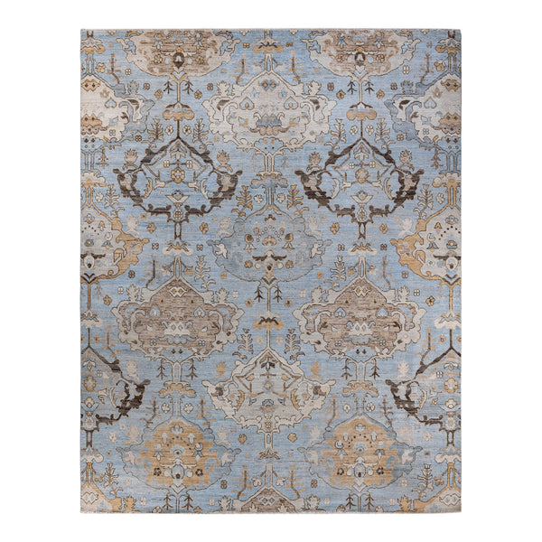 Oushak, One-of-a-Kind Hand-Knotted Runner Rug - Light Blue, 9' 2" x 11' 8" Default Title