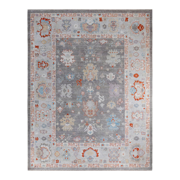 Oushak, One-of-a-Kind Hand-Knotted Area Rug - Gray, 9' 1" x 11' 8" Default Title