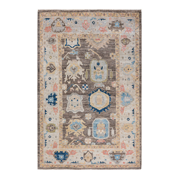 Oushak, One-of-a-Kind Hand-Knotted Runner Rug - Brown, 5' 10" x 9' 0" Default Title
