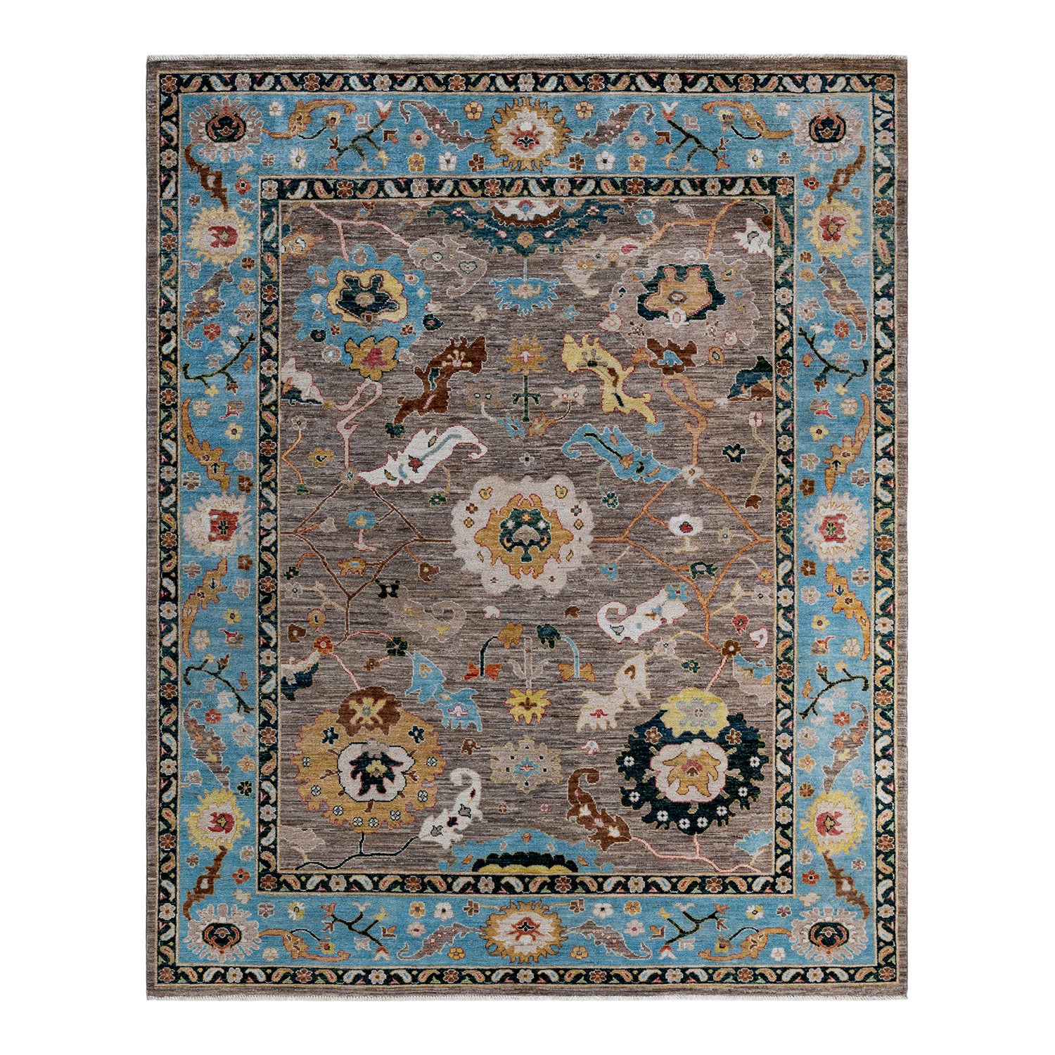 Oushak, One-of-a-Kind Hand-Knotted Area Rug - Beige, 7' 10" x 9' 7" Default Title