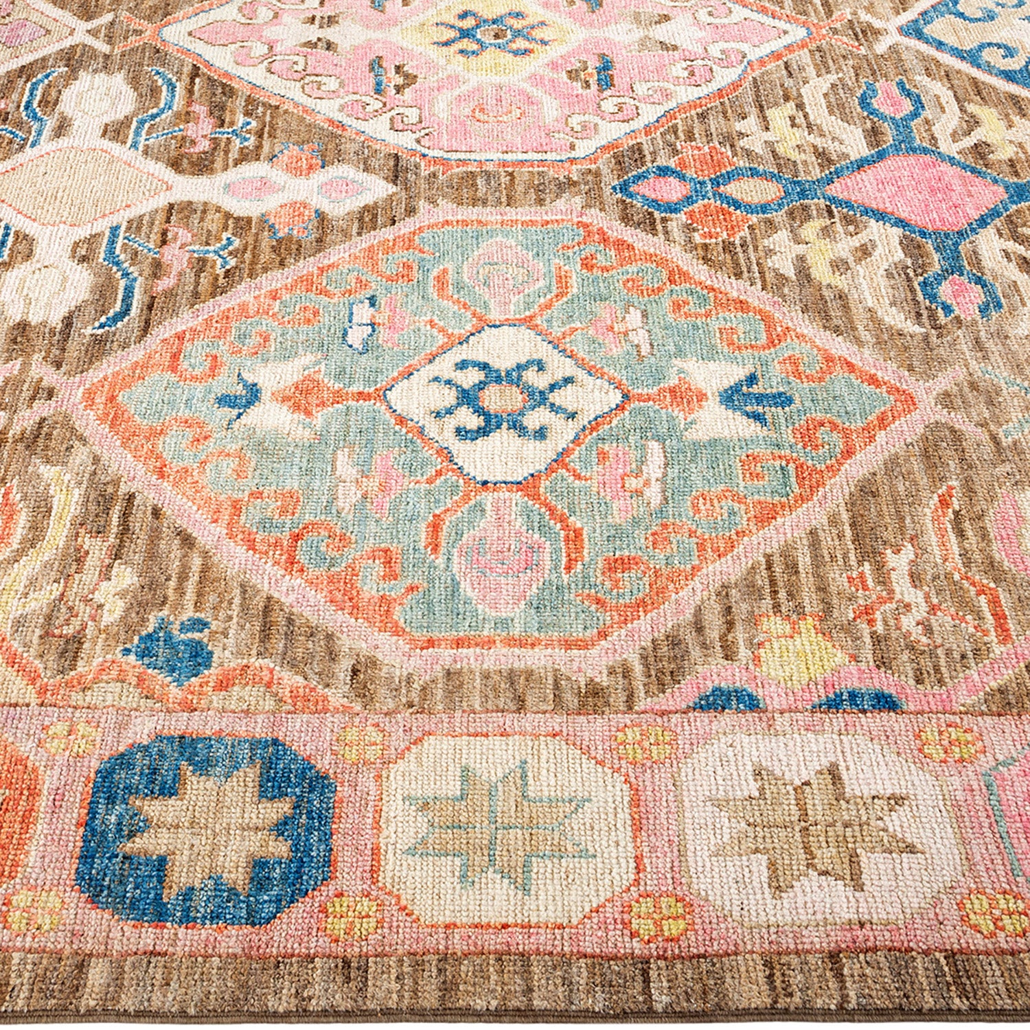 Oushak, One-of-a-Kind Hand-Knotted Runner Rug - Beige, 7' 7" x 9' 10" Default Title