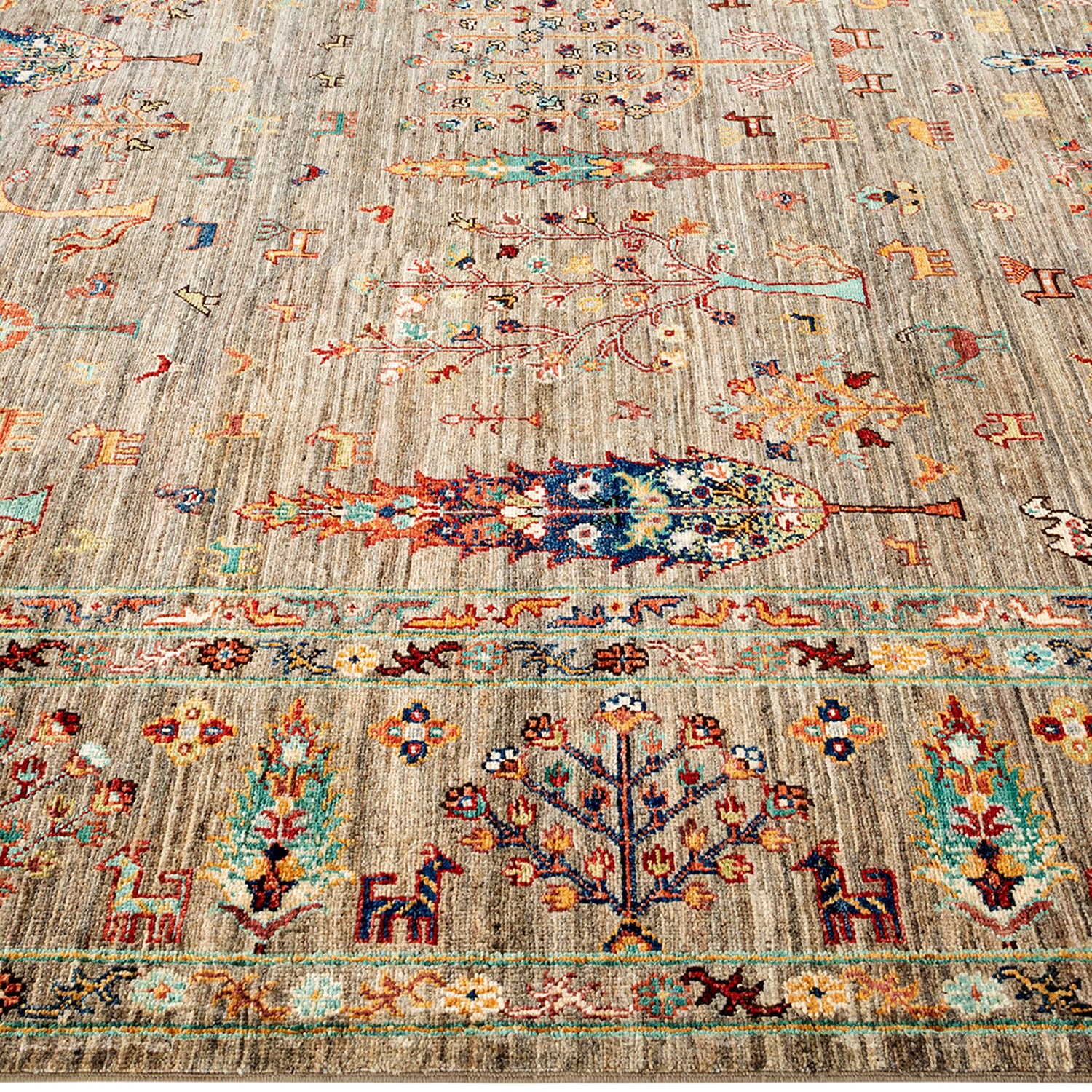 Tribal, One-of-a-Kind Hand-Knotted Runner Rug - Beige, 8' 1" x 9' 7" Default Title