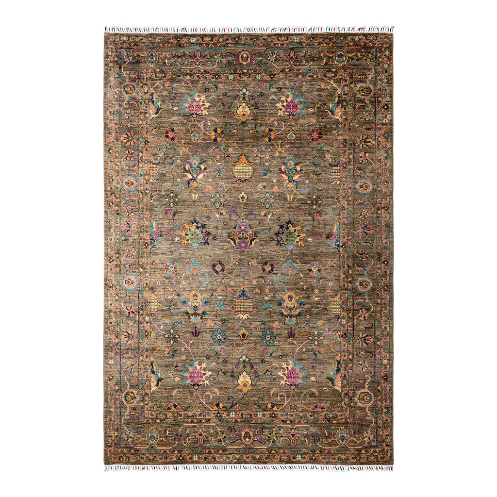 Tribal, One-of-a-Kind Hand-Knotted Runner Rug - Brown, 6' 9" x 10' 2" Default Title