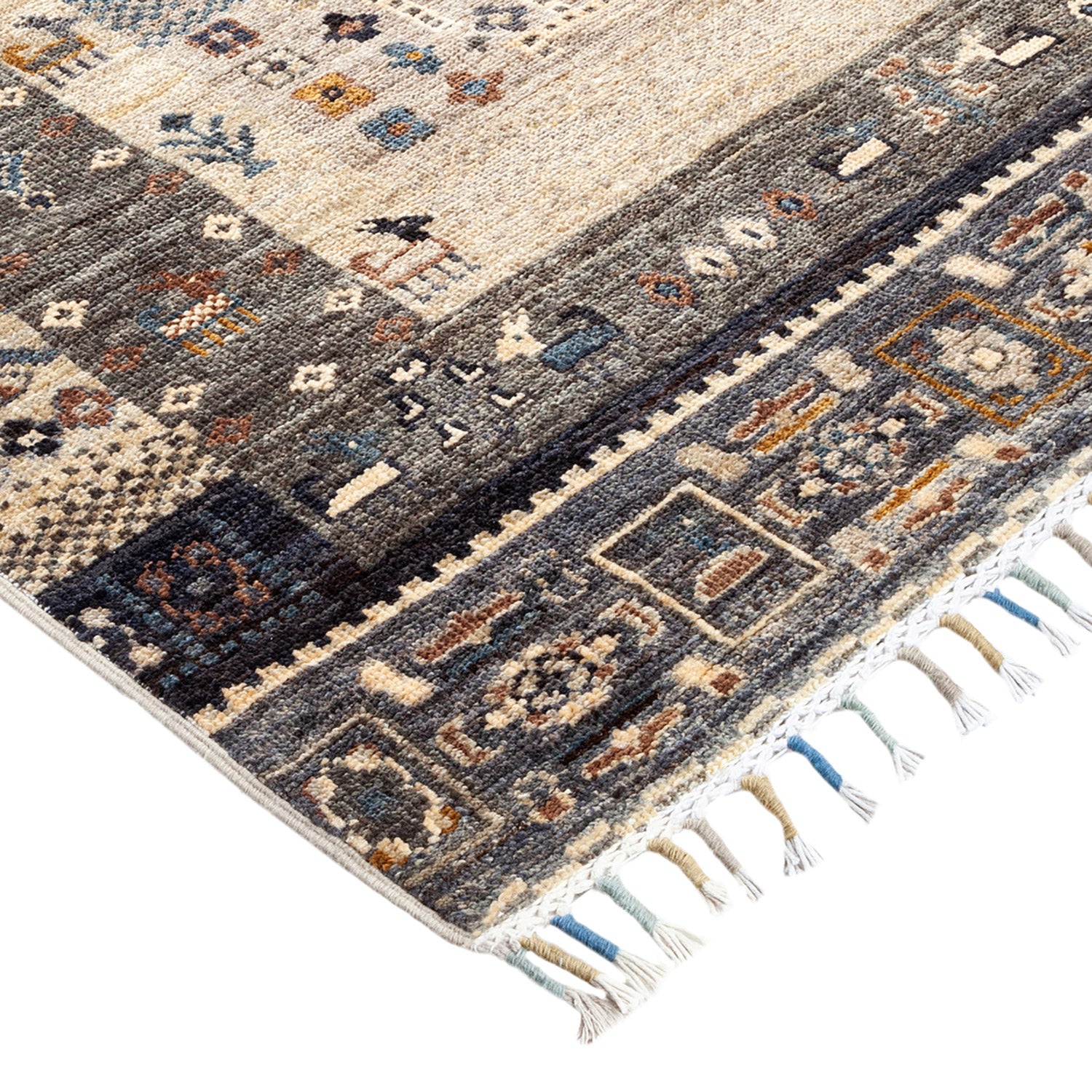Tribal, One-of-a-Kind Hand-Knotted Runner Rug - Gray, 3' 10" x 6' 0" Default Title