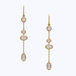 rose quartz long ellipse drop earrings