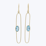 blue topaz ellipse front facing pill-hoop earrings Default Title