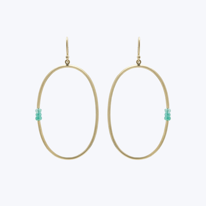 emerald double bead hoop earrings Default Title